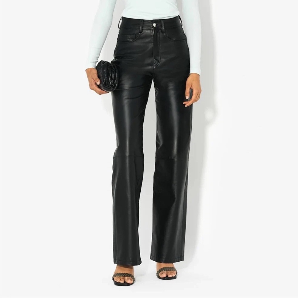 NEW John Elliott Leather Paisley High Rise Wide Leg Pants in Bone Small $1,798